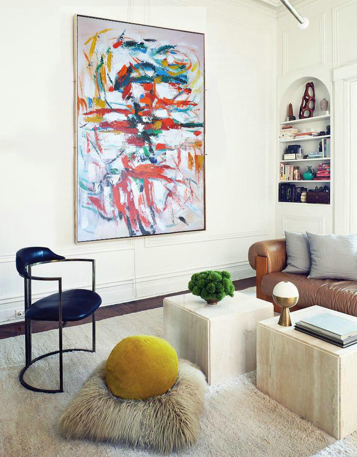 Original Extra Large Wall Art,Vertical Palette Knife Contemporary Art,Large Wall Art Canvas,Red,White,Blue,Orange.etc